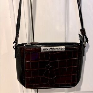 Brighton Croc brown black leather Crossbody wallet bag